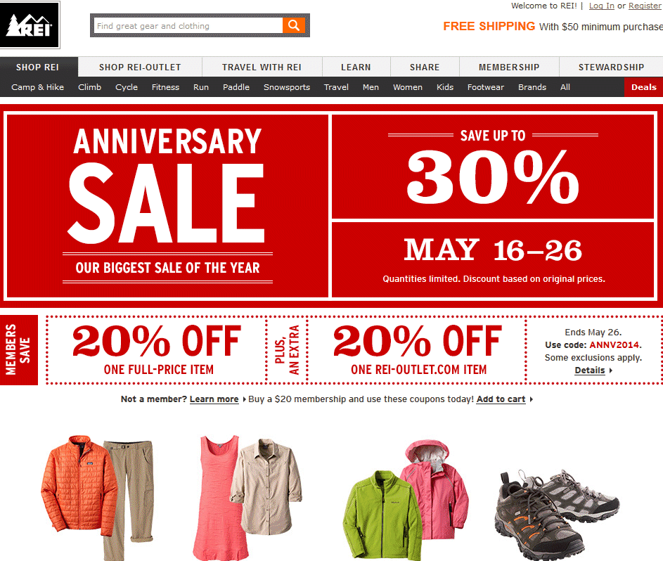 Official REI Coupon Code Center