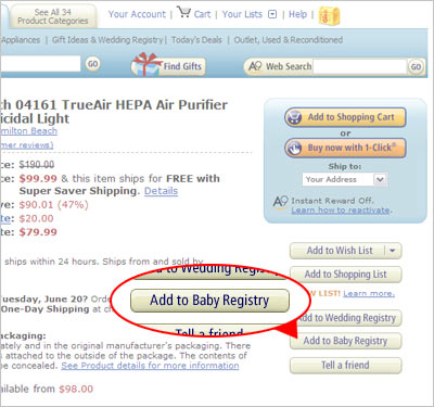 amazon baby reg