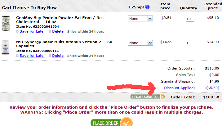 5% off Vitacost.com coupon code :WE89A6 Ends.limited