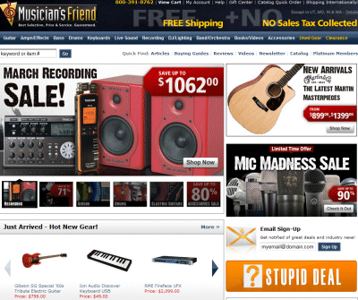 musiciansfriend.com Stupid Deals and Coupons